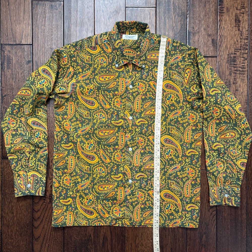 VINTAGE Simpsons Men’s US Small Paisley Patterned Button Down Shirt Unique EUC - Picture 4 of 5